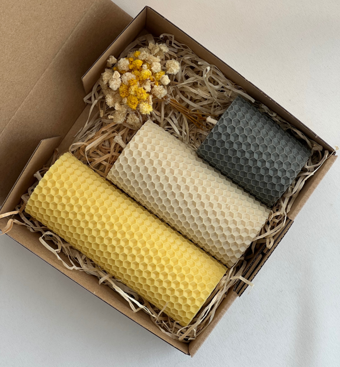 Naturalne świece handmade z węzy pszczelej do wnętrz.